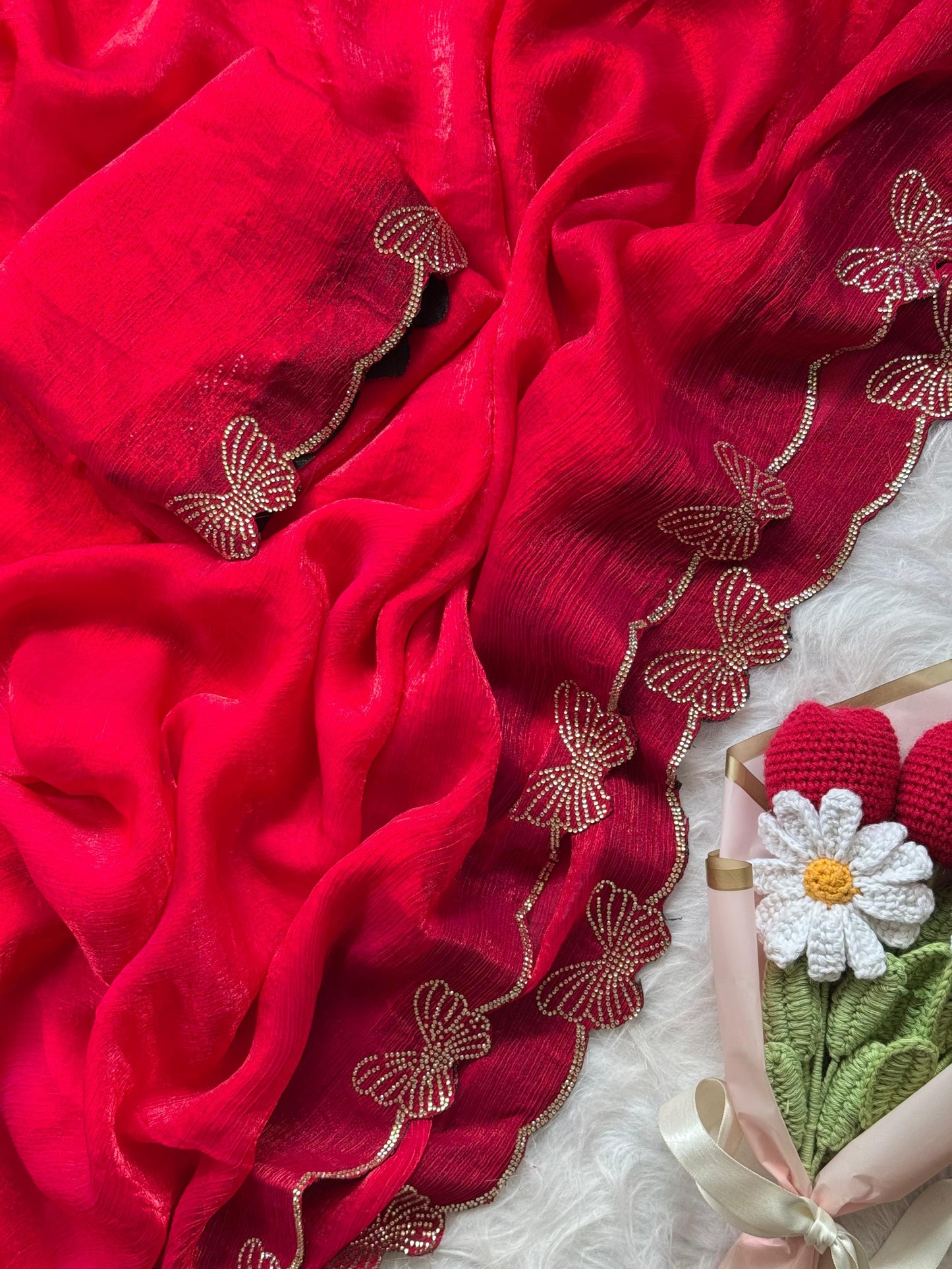 Fendy crush butterfly sarees