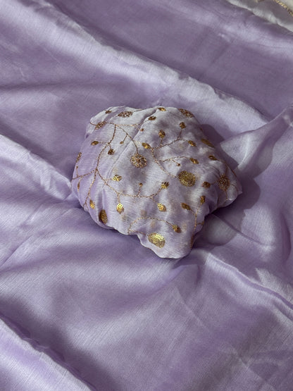 Trendy colour lavender space silk saree with sequin blouse