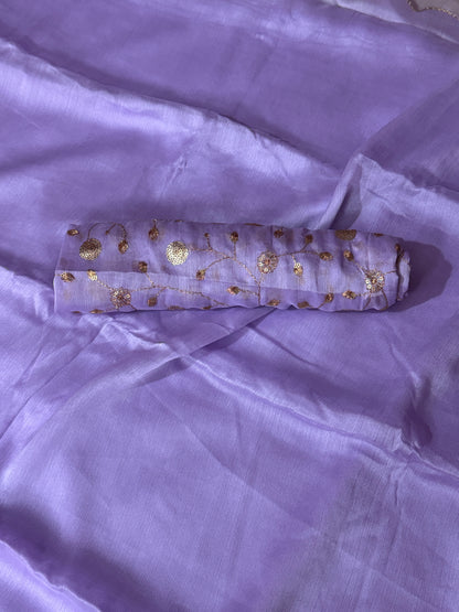 Trendy colour lavender space silk saree with sequin blouse