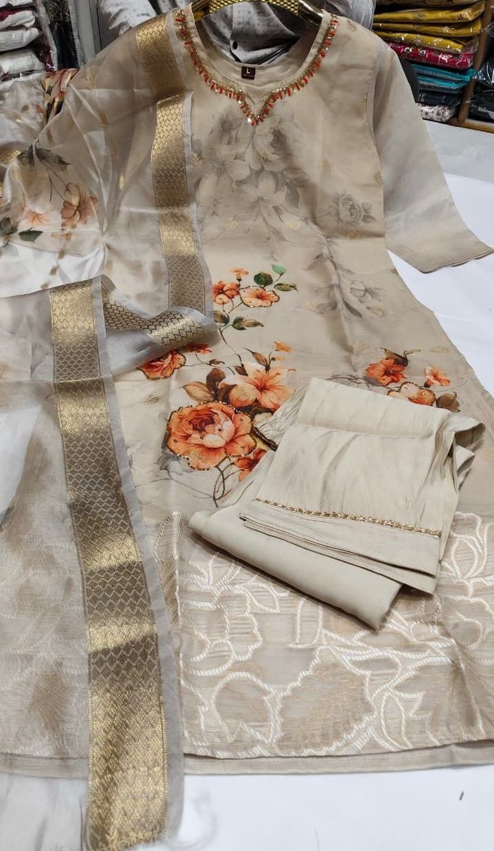 sunlit yellow-classic chanderi-3pcs set