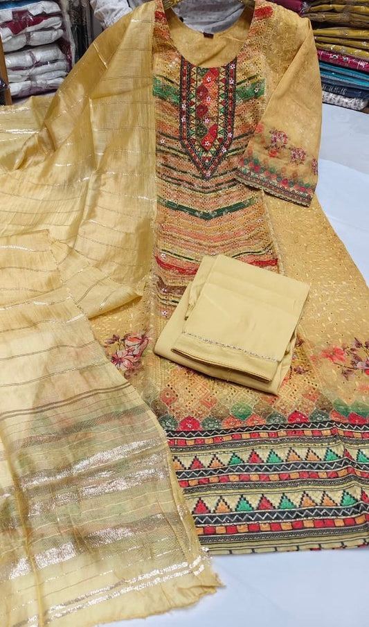 golden yellow with geometric-3pcs set