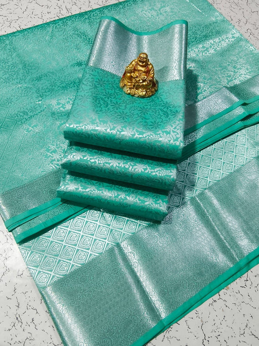 sea Green with Silver Zari Kanjivaram Silk saree