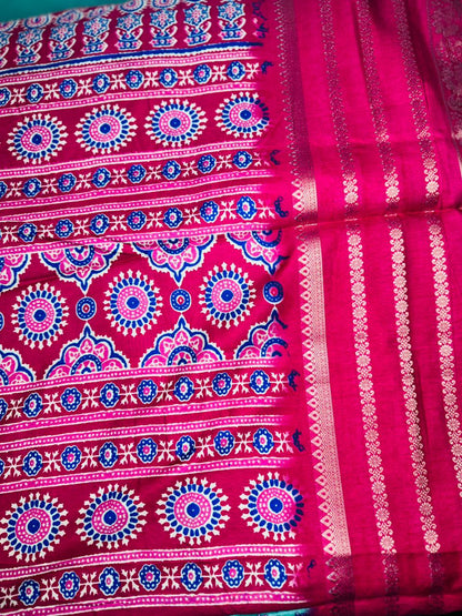 Tussar silk saree with Banaras border