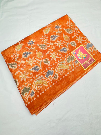 orange colour cotton saree
