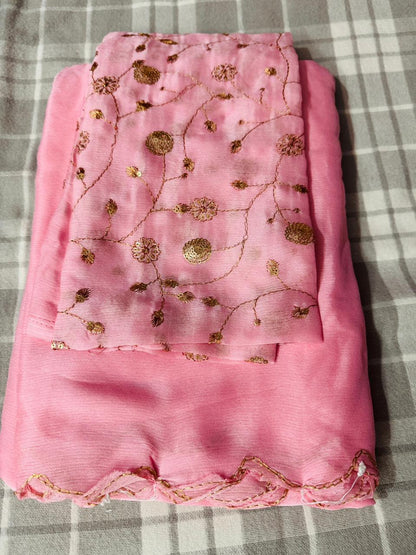 Trending space silk sarees with sequin blouse