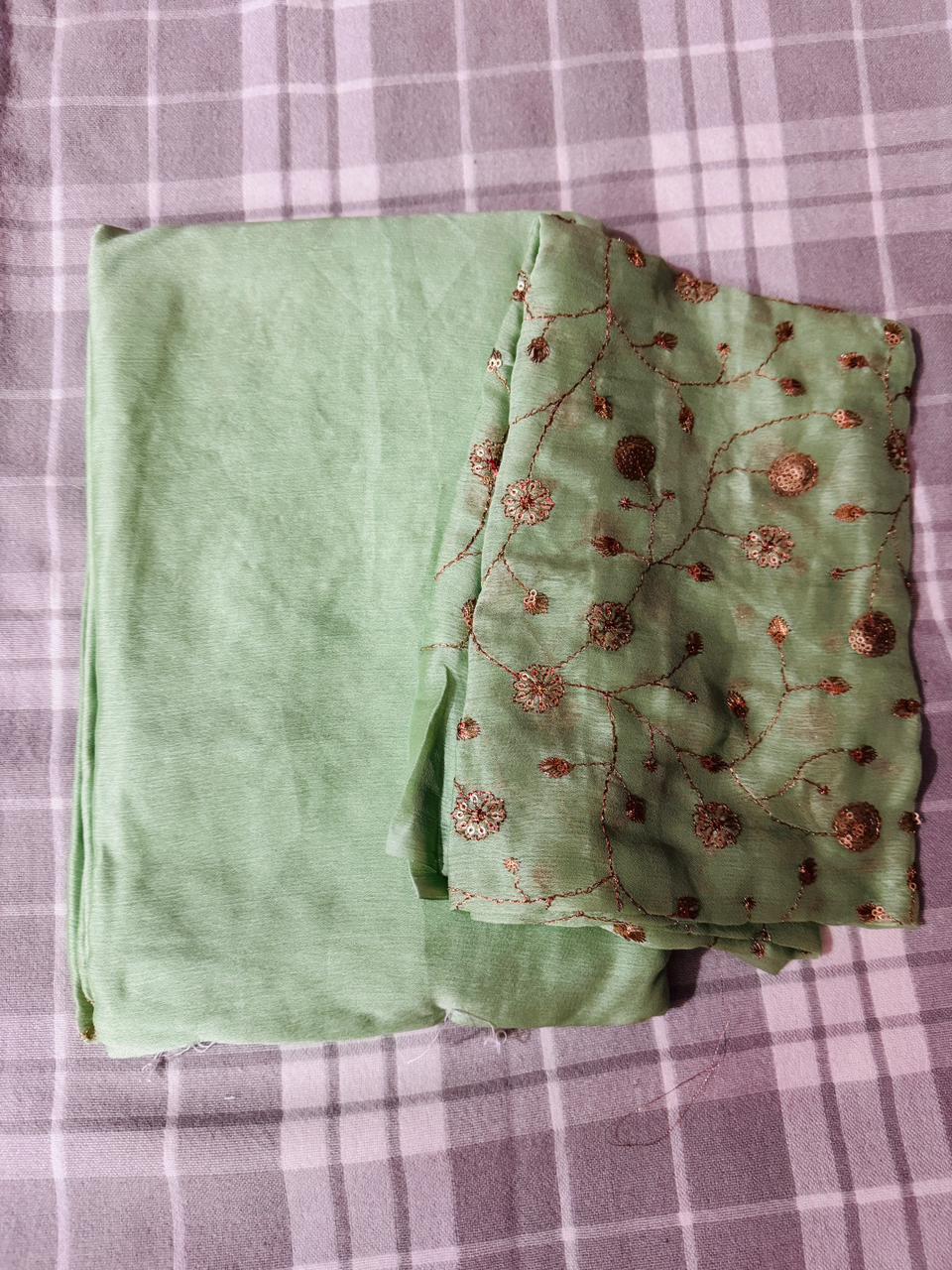 Trending space silk sarees with sequin blouse