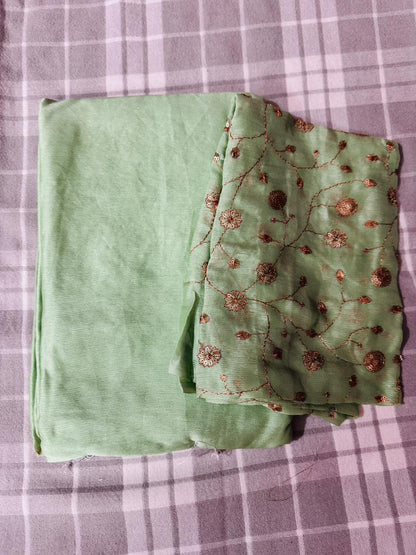 Trending space silk sarees with sequin blouse