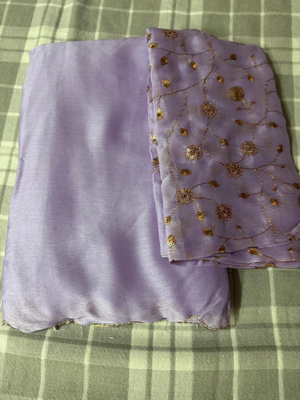 Trending space silk sarees with sequin blouse