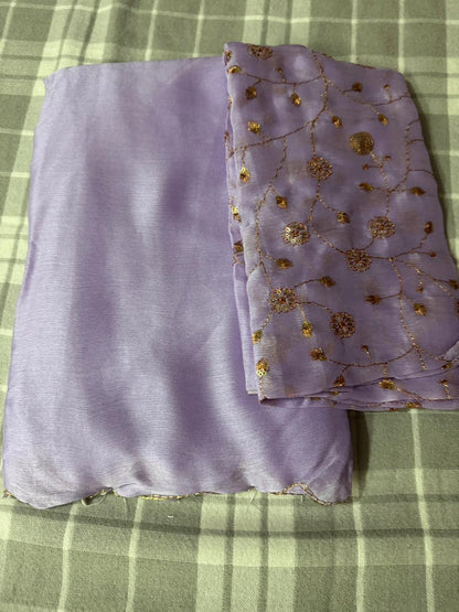 Trending space silk sarees with sequin blouse