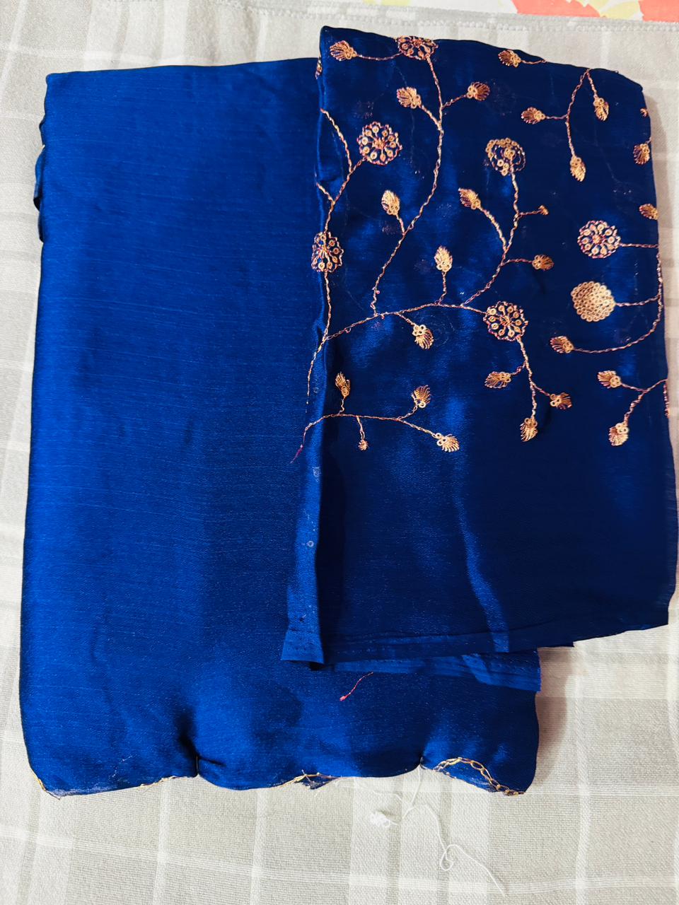 Trending space silk sarees with sequin blouse