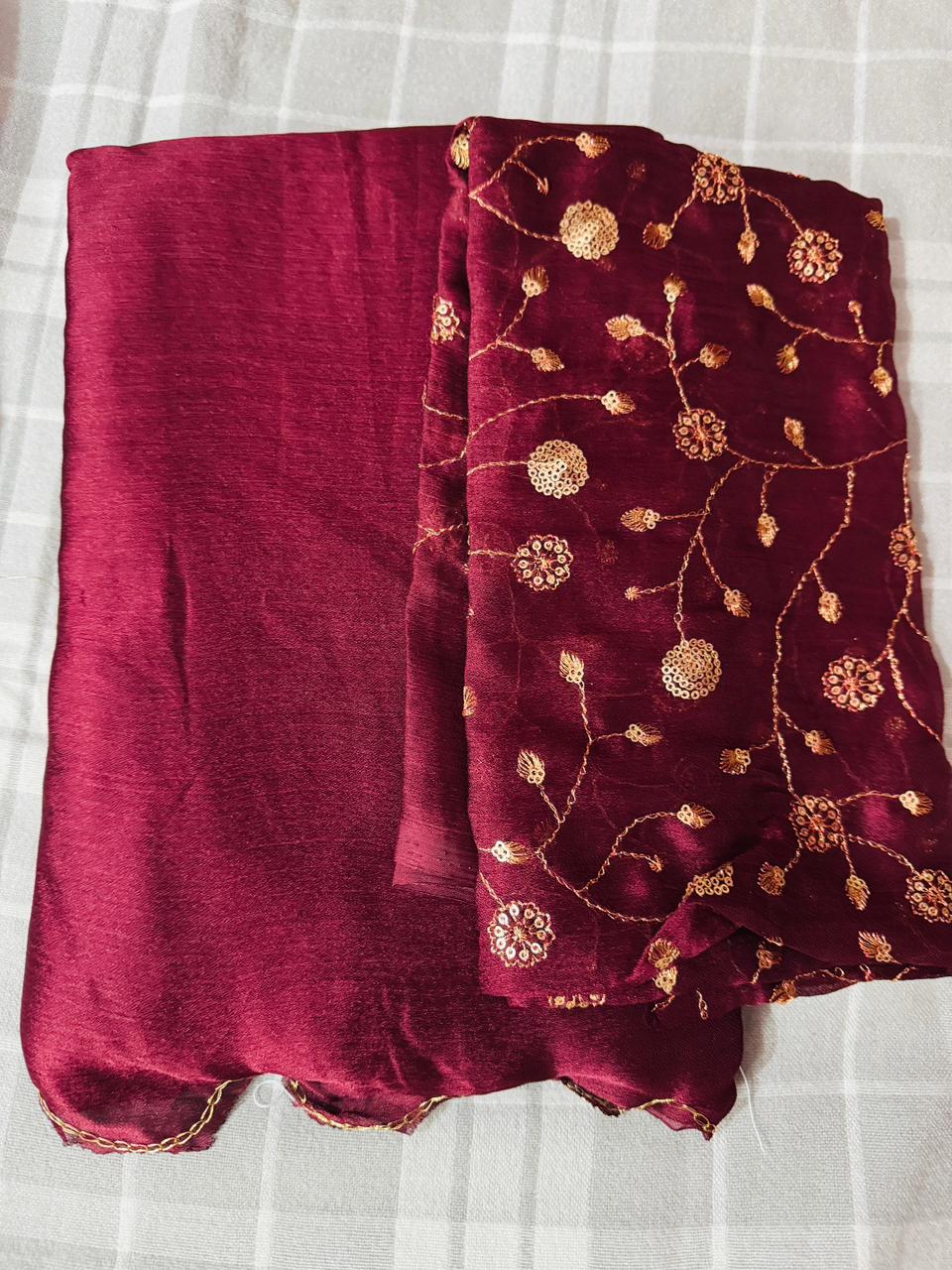 Trending space silk sarees with sequin blouse