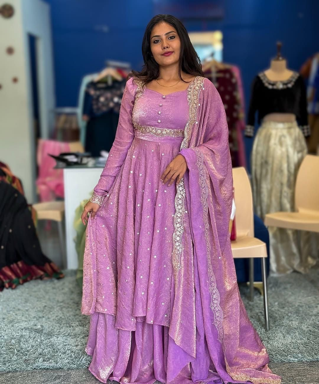 Cape top and Lehanga with vichitra silk fabric